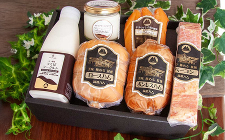 筑波ハム ふくろうセット（ボンレスハム400g/ベーコン230g/ロースハム500g/スモークササミ130g/つくばヨーグルト500ml/クリームチーズ120g）