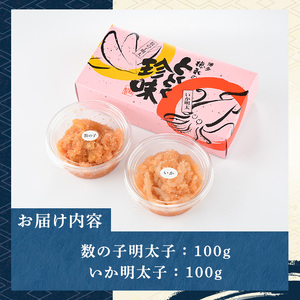 ≪博多徳永とくとく珍味≫数の子明太子&いか明太子セット(各100g) 明太 明太子 めんたい めんたいこ 海鮮 魚介 魚卵 かずのこ 数の子 いか イカ いかめんたい イカ明太 セット 福岡 名物 おかず おつまみ 晩酌 冷凍【マル五】as06-056