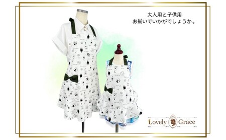 エプロン ねこ柄フリルエプロン（子供用） フリル 猫 可愛い お揃い ギフト 衣類 キッチン  ラブリーグレイス Mサイズ