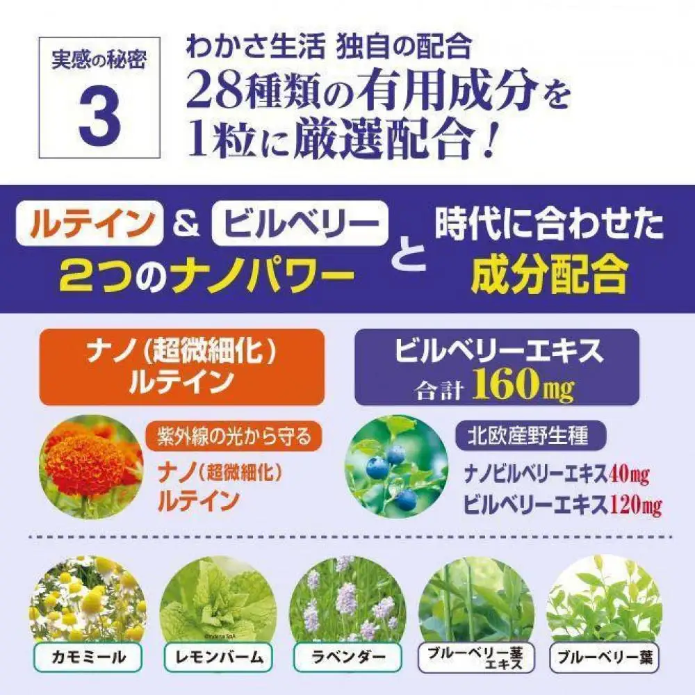 【わかさ生活】＜定期便＞ブルーベリーアイ1年分(3袋×4回 計12袋)｜健康 サプリメント ブルーベリー