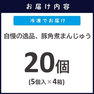 自慢の逸品、豚角煮まんじゅう20個（1箱5個入り×4箱）( 角煮 角煮まんじゅう 豚角煮 角煮まん 個包装 中華 )【C5-040】