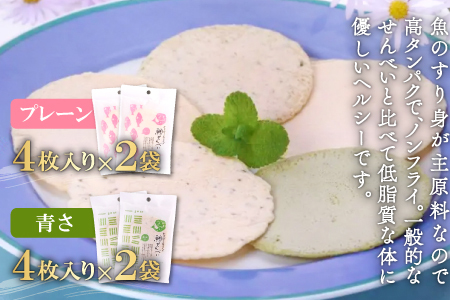匠が造る天然鯛入りストかまぼこ～スト蒲鉾＆かまべいセット～【かまぼこ すまき蒲鉾 130g×5本 煎餅 4枚入り プレーン 2袋 あおさ 2袋 蒲鉾 せんべい 無添加 個包装 セット 贈答 ギフト 父の日】