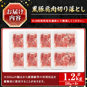 鹿児島県産 黒豚 肩肉 切り落し(1.2kg) 【小迫ストアー】A597