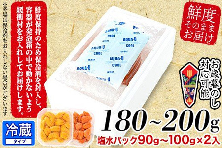 エゾバフンウニ塩水パック90～100g×2P B-24015