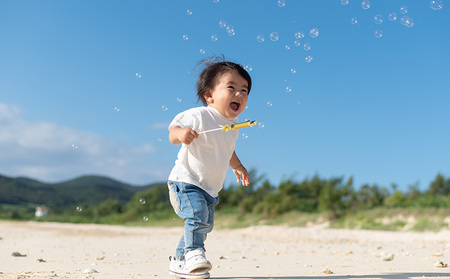サンゴの海で家族撮影 in Kumejima 写真