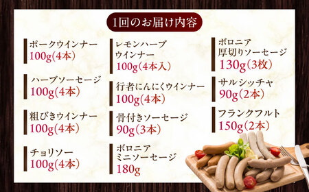 【全12回定期便】【結着剤・発色剤・保存料不使用】 放牧豚 ソーセージ11種セット無添加 無添加 無塩せき [AXBA029]