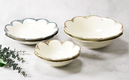 【美濃焼】茉莉花 まつりか 花型 鉢・深皿 3種×各2点 6点セット 【カネ定製陶】[MEI016]