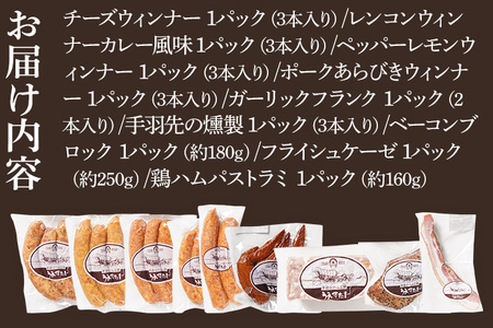 手造りソーセージ フライシュケーゼ 鶏ハムパストラミのセット（Iセット） ウィンナー フライシュケーゼ ベーコン パストラミ うえすたん セット 詰め合わせ 福岡県 志免町