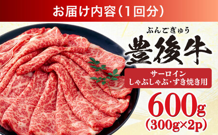 【全12回定期便】【厳選部位】おおいた豊後牛 サーロイン しゃぶしゃぶすき焼き用 600g(300g×2P) 日田市 黒毛和牛 サーロイン 牛肉 豊後牛 しゃぶしゃぶ すき焼き[AREI088]