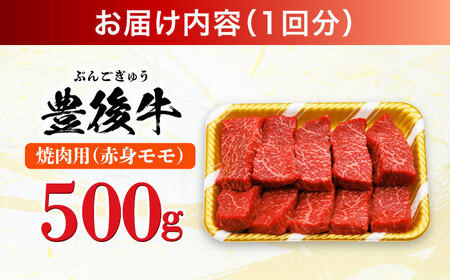 【全12回定期便】おおいた豊後牛 赤身モモ 焼肉用 500g  赤身 モモ 焼肉  冷凍 豊後牛 BBQ[AREI094]