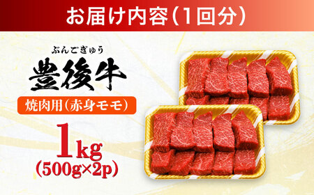 【全3回定期便】おおいた豊後牛 赤身モモ 焼肉用 1kg(500g×2P)  赤身 モモ 焼肉  冷凍 豊後牛 BBQ [AREI095]