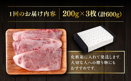 【全3回定期便】【A4/A5等級】博多和牛 サーロイン ステーキ 200g×3枚  糸島市 / ヒサダヤフーズ 黒毛和牛 牛肉 ステーキ肉  [AIA075]