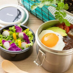 ランチジャー 抗菌真空 ステンレス丼ランチジャー 800ml/2段 ベーシック ＜スケーター株式会社＞ 真空 保温 弁当箱 どんぶり ランチボックス 11-052