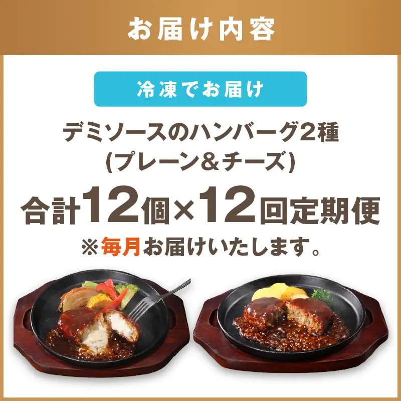 飯塚市王道ハンバーグセットA【12カ月定期便】【J8-004】