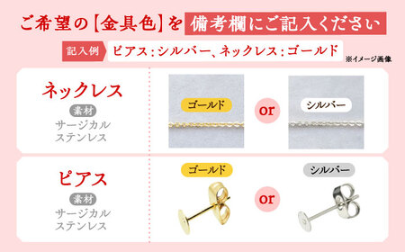【金具のカラーが選べる】 海洋プラスチックから生まれた ピアス ＆ ネックレス sobolon いびつちゃん 赤MIX[TFC028]