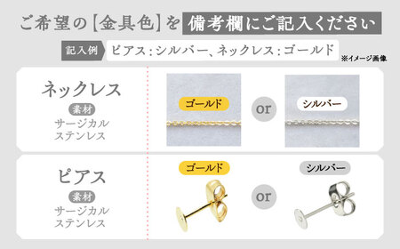【金具のカラーが選べる】 海洋プラスチックから生まれた ピアス ＆ ネックレス sobolon いびつちゃん グレーMIX[TFC032]