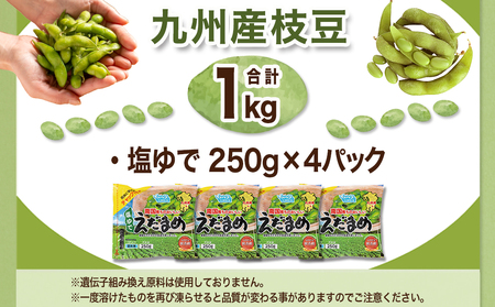 ≪小分けパック≫南国育ちのおいしい枝豆1kg〔LE-3323〕_(都城市) 塩ゆで 枝豆 急速凍結おつまみ おかず いろどり 小分け250g
