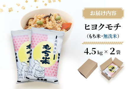 【令和7年産】ヒヨクモチ米 無洗米 9kg(4.5kg×2袋) 佐賀県神埼産(H063154)