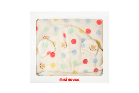 （今治タオルブランド認定）ミキハウス 今治ドットバスポンチョセット（マルチ）BOX付き [I002500DOT]