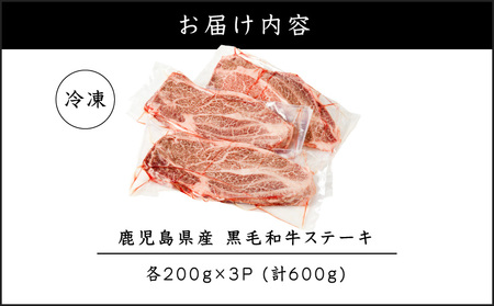 鹿児島県産 黒毛和牛ステーキ 600g K151-010_01 肉 牛肉 冷凍