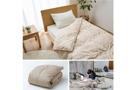 【夏用】 最高級 軽量 羽毛布団 ダブル 肌掛け 100x140番手サテン｜[川村羽毛 山梨県 韮崎市 20743043]