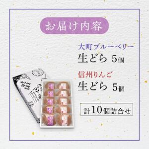 大人気！大町ブルーベリー生どら信州りんご生どら詰合せ　老舗 和菓子 どら焼き 食べ比べ 長野県 大町市