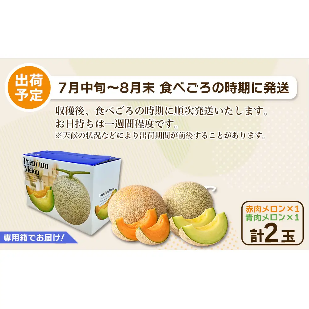 糖度15度以上 !!＜令和７年産先行予約受付中 / 数量限定＞宇陀市産 夫婦メロン 計2玉(青肉・赤肉 各1玉ずつ)／ みやび農園 メロンセット 贈答 贈り物 紅白お祝い 食べ比べ 奈良県 宇陀市 ふるさと納税