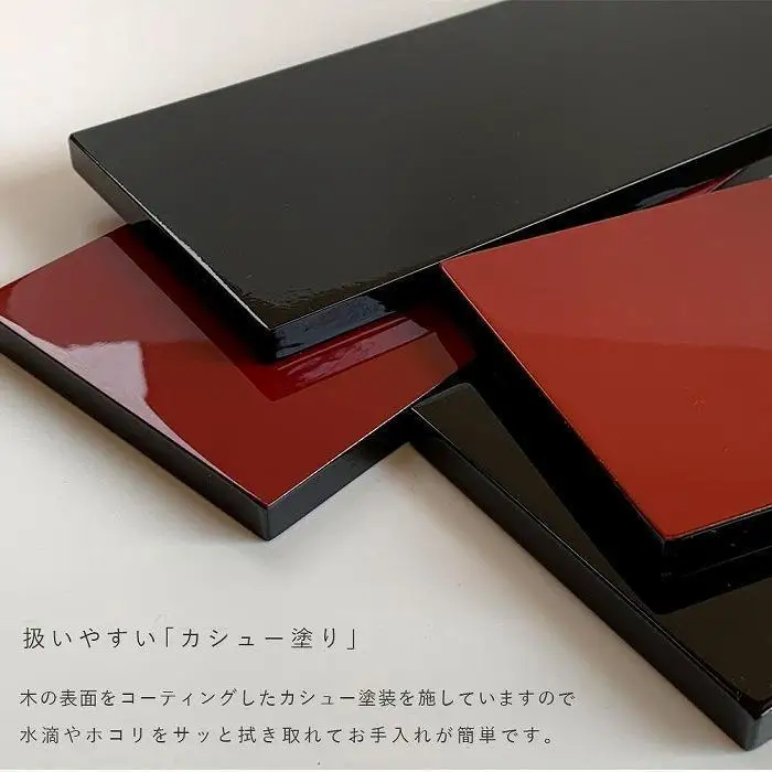 木製 短冊板 花台 敷板 床の間 黒/朱 9号(27cm)【YG360】