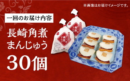 【6回定期便】【簡易包装】長崎角煮まんじゅう30個/岩崎本舗[EAB099] 角煮 定期 定期便 ていきびん