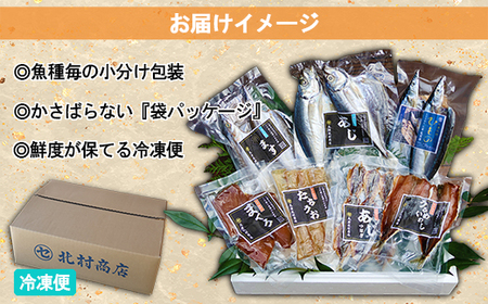 季節の干物 厳選７種｜北村商店 店主が選ぶ 旬の魚 尾鷲 熊野灘 鮮魚 大容量 あじ かます うるめいわし 太刀魚 さんま つなぎ鯵みりん まぐろ 冷凍 ふるさと納税 SE-19