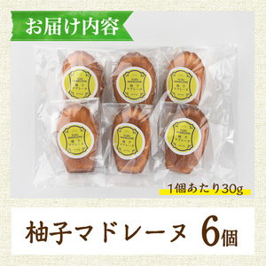 柚子マドレーヌ(30g×6個) おやつ ゆず 柚子 スイーツ 個包装 洋菓子 お菓子 お茶菓子 お茶請け 手土産 【TT009】【一般社団法人ツーリズム高千穂郷】