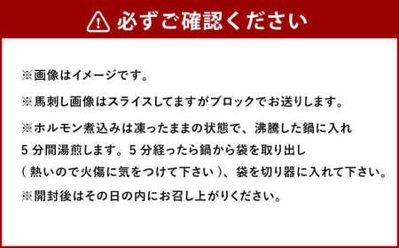 国産馬刺し 特選霜降り（大トロ） 約100g×3袋 ホルモン 味噌煮込み 約200g×4袋 国産 馬