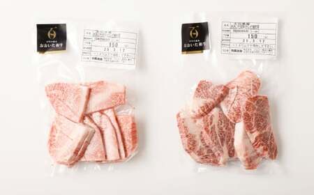 【6カ月定期便】【黒毛和牛】 おおいた和牛／カルビ＆赤身 焼肉食べ比べセット（各約150g×2P）×6回 計約3.6kg