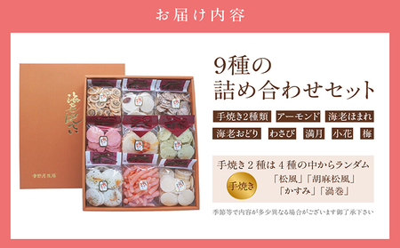 手焼きえびせんべい　人気おすすめ9種の詰め合わせセット海老せんべい 菓子 和菓子 えび エビ おやつ お菓子 煎餅 海の幸 えびせん 海老煎餅 詰め合わせ お土産 グルメ 贈り物 ギフト 贈答用 プレゼント ご当地 お取り寄せ 国産 愛知県 常滑市