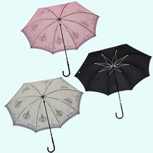 晴雨兼用傘 レディース 長傘 大きめ シャンデリア プリント 手開き 165207 ブラック ／ まちづくり観光振興機構 UV防止加工 紫外線対策 全天候型 奈良県 田原本町