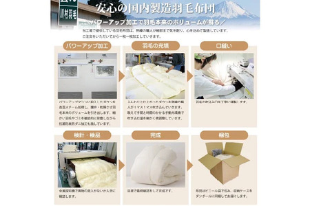 【冬用】高級 軽量 羽毛布団 ダブル 100×140番手 サテン グランミュゼ ( 無地 アイボリー )  [川村羽毛 山梨県 韮崎市 20743648]