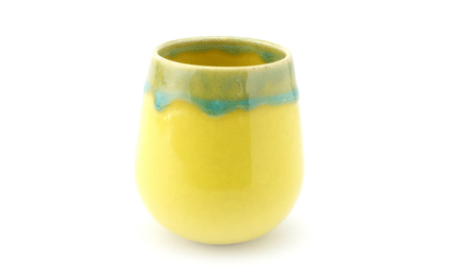 【波佐見焼】Folk Design 片口酒器・盃 黄地緑釉流し 2点セット【玉有】[IE56]