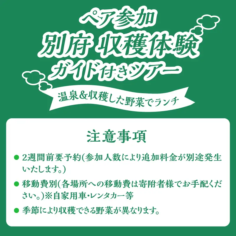 別府 収穫体験ガイド付きツアー(ペア参加)_B184-010