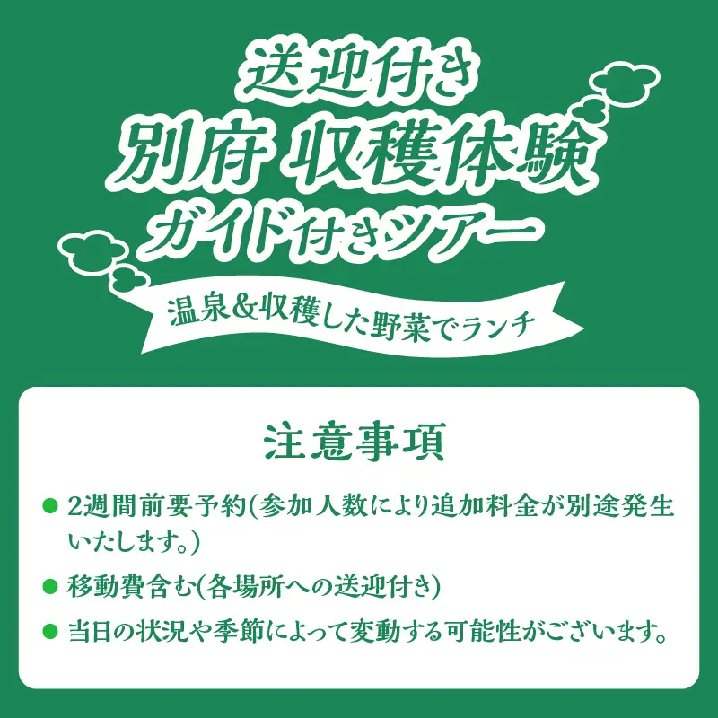 別府 収穫体験ガイド付きツアー(送迎付き)_B184-011