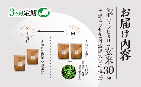 ＜令和8年10月中旬より発送！＞＜3ヶ月定期＞ 田んぼオーナーシップ 清雫 (3口分・玄米10kg・黒ムラサキ) ふるさと納税 福知山市 田んぼ オーナー オーナー制度 米 玄米 10kg 3回 30kg 令和8年度産 先行 収穫 定期 夜久野 京都 【fc-DB001-B】【合同会社夜久野清雫】
