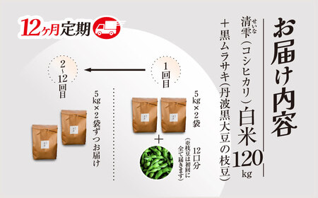 ＜令和8年10月中旬より発送！＞＜12ヶ月定期＞田んぼオーナーシップ 清雫 (12口分・白米10kg・黒ムラサキ) ふるさと納税 福知山市 田んぼ オーナー制度 米 白米 10kg 12回 120kg 令和8年度産 先行 収穫 定期 夜久野 京都 【fc-DB002-D】【合同会社夜久野清雫】