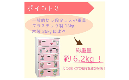 お片付けチェスト５段（ブルー・イエロー） - 子供のお片付けの習慣が身に付けられる！