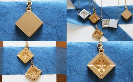 ネックレス モダン×北斎×金型の3wayネックレス【KASANE】 アクセサリー 北斎模様 モダン 装身具 江戸文化 裏勝り アルミ アルマイト 耐久性 耐食性 耐摩耗性 普段使い 墨田区 東京都 菱×ゴールド