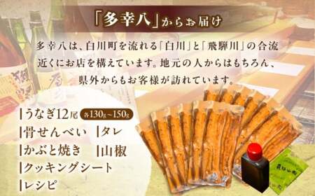 鰻【備長炭】 国産 うなぎの蒲焼 12尾セット 鰻 白川町 / 多幸八[AWBL005]