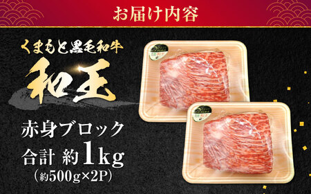 熊本県産 A5等級 黒毛和牛 和王 赤身ブロック 約500g×2P 計約1kg 牛肉ブロック [AYCH060]