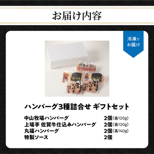 ハンバーグ3種詰合せ（ギフトセット）／ 佐賀牛 ハンバーグ 食べ比べ【B207】