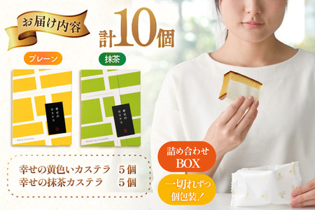 カステラ 個包装 幸せのカステラ 38g 2種 プレーン 5個 抹茶 5個 計10個 詰合わせ [長崎カステラセンター心泉堂 長崎県 東彼杵町 hs42bag180029]