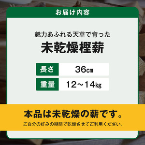 S163-011_魅力あふれる天草で育った未乾燥樫薪（天樫　長さ36cm　12～14kg）