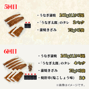 【3003712b】＜定期便・全6回(連続)＞鹿児島県産うなぎの贅沢セット(蒲焼き・白焼き・きざみ鰻など) うなぎ 高級 ウナギ 鰻 国産 たれ 鹿児島 蒲焼き 白焼き きざみ鰻 焼肝串 【うなぎ太郎】