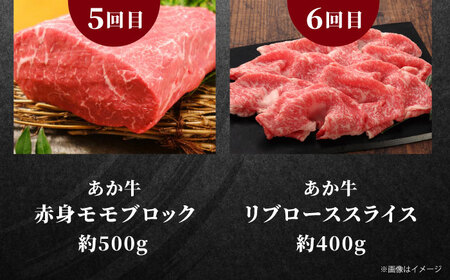 【全6回定期便】【GI認証】くまもとあか牛 食べ比べ B リブロース クリミ 三角バラ カイノミ ステーキ 赤身モモブロック リブローススライス[AYCQ033]
